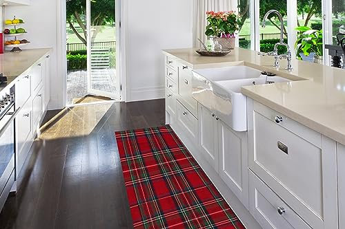 INTRECCI Passatoia Tartan Scozzese Per Cucina Con Stampa Digitale e Fondo Antiscivolo; Runner Pavimento Digitale di Facile Manutenzione Made in Italy (52 x 100 cm, Tartan Rossa)