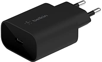 Belkin Cargador de pared BoostCharge de 25 W con PPS, USB-C Power Delivery, Carga rápida para iPhone 17, iPhone Air, iPhone 16, Samsung, Galaxy Tab,y iPad entre otros - Negro