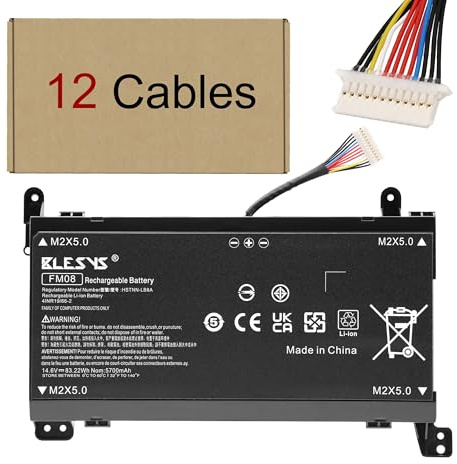 BLESYS 12 Pin FM08 922977-855 Akku für HP Omen 17-an0xx 14.6V 83.22Wh | 922752-421 922753-421 12 Kabel für HP Omen 17-an000 17-an100 17-an028ng 17-an086ng 17-an101ng 922976-855 HSTNN-LB8A