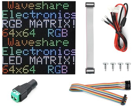 Waveshare RGB Full-Color LED Matrix Panel 2.5mm Pitch 64x64 Pixels Adjustable Brightness Compatible with Raspberry Pi/Pico/ESP32/Arduino