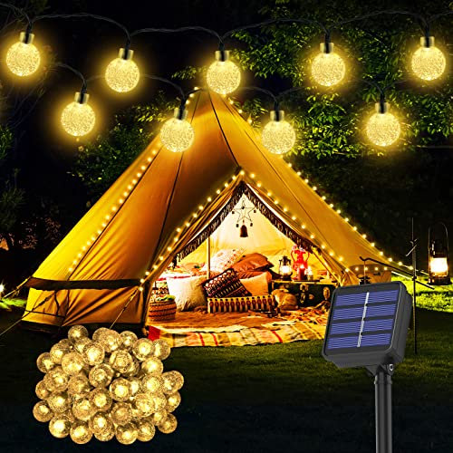 Solar Lichterkette Aussen Wetterfest, 60 LED 13,2M 43,3Ft 8 Modi IP65 Outdoor Lichterkette Solar aussen Wetterfest Lampions für Balkon Terassen Garten Bäume Weihnachtsdekoration Festival(warmweiß)