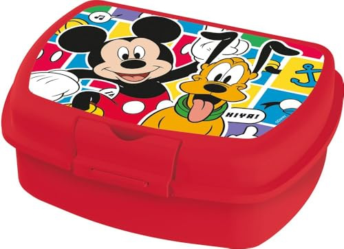 Tataway Sandwichera Disney Red para niños en plástico Mickey Mouse Mickey Mouse útil para tomar un aperitivo fuera de casa