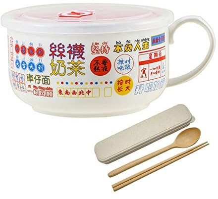 PiWine Keramische Ramenschalen, Porzellanschalen for Suppe, Suppentassenschalen, Keramikschale mit Deckel, Ramen-Nudelschalen, mikrowellengeeignet for Studenten-b (Farbe: D) (Color : B)