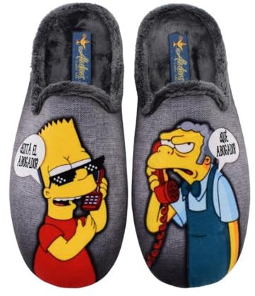 Aladinas - Zapatillas casa y hogar con diseño Bart Simpson para Hombre en Color Gris Lona Hombre Color: Gris Talla: 41
