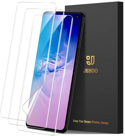 JEHOO 3 Stück Schutzfolie für Samsung Galaxy S10, Fingerabdruck-ID Unterstützen, HD Klar Blasenfreie, Vollständige Abdeckung Weiche TPU Schutzfolie [Nicht-Glas]