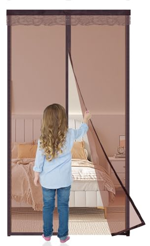 Zanzariere Magnetiche per Porte Finestre 120x180cm,Marrone,Tenda Anti Insetti e Zanzare con Rete Fine, Calamite Incorporate, Facile da Installare, Ideale per Balcone,Terrazza e Cantina