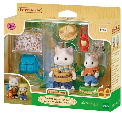 Sylvanian Families - 5763 Abenteuer Entdecker Set mit Zwei Figuren, Milchkatzen Vater und Junge, Tierfigur, detailreiches Spielzeug für Kinder ab 3 Jahren