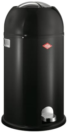 Wesco Kickmaster Avfallssamlare i färgen svart, pulverlackerad stålplåt, inbyggd dämpare, 33 liter volym, stort inkast