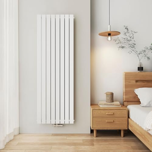 EMKE Radiador Vertical, 1800x620 mm, Radiador Mural con Panel Plano y Conexión Central, Estructura de Una Sola Capa, Blanco, 1265 Vatios