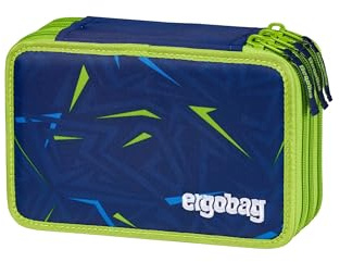 ergobag Maxi Mäppchen SpitzenreitBär - Dunkelblau | 40-teiliges Set mit Lyra Bunt- und Filzstiften, Lineal, Schere und Kleingeldfach für einen gut ausgestatteten Schulalltag