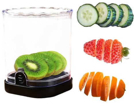 Hufu Fruit Slicer with Push Plate, Cup Slicer Stainless Steel Slicer, Handheld Fruit Cutter, Portable Kitchen Tool, Multi-Purpose Kitchen Cup for Cutting Vegetables & Fruits(Black)