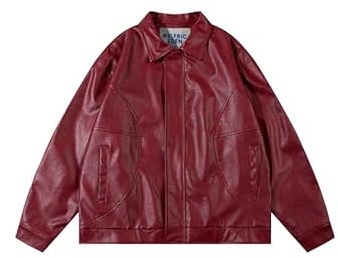 Aelfric Eden Lederjacke Herren Kunstlederjacke Jacket Oversized mit Reißverschluss Winterjacke Winddicht Outdoor Motorradjacke Winddicht Outdoor M