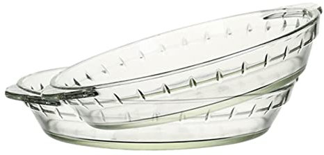 Ciieeo 2piezas Plato De Vidrio Para Microondas Bandeja De Hornear y Servir Comida Para Arroz Transparente