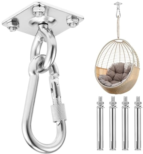 TETHLVS Deckenhaken Edelstahl V2A, 360° drehbar, Boxsack Halterung bis 200kg, für Hängesessel, Schaukel, Aerial Yoga Hängematte & Boxsack, einfache Montage, modernes Design