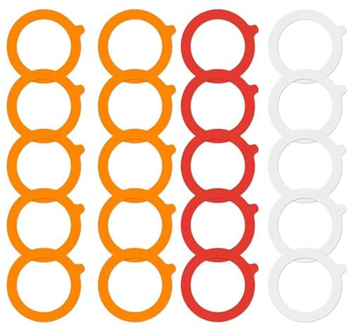 Silikon-Ersatzdichtung, luftdichte Gummidichtungen, Ringe für Glasdeckel, auslaufsichere Einmach-Silikondichtungen, 20 Stück