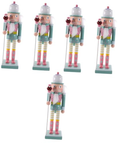 Cabilock 5 Piezas Cascanueces de Navidad navideños Christmas luz de Hadas Arboles de Navidad estaño Cascanueces decoración navideña de Madera para Green