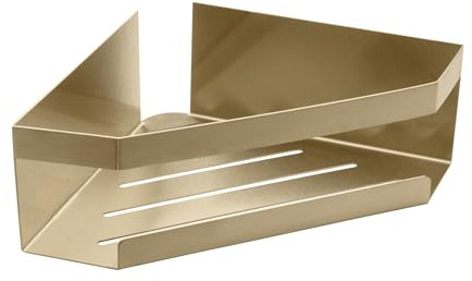Schöner Wohnen Kollektion Eckablage Mod. MELETO aus rostfreiem Edelstahl in stilvollem Golddesign ideal für Duschbereich ohne Bohren Maße 28,5 cm x 8 cm x 18 cm