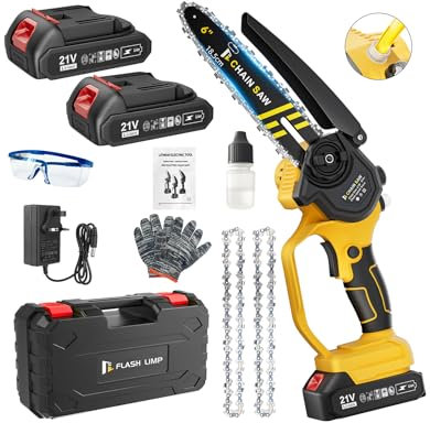 8000 mAh Mini Chainsaw 6 Inch, Electric Chainsaw Cordless with,Ultra-Long Battery Life & 2 Chains, Small Chain Saw with Safety Lock for Wood Cutting Tree Pruning, Seniors Friendly