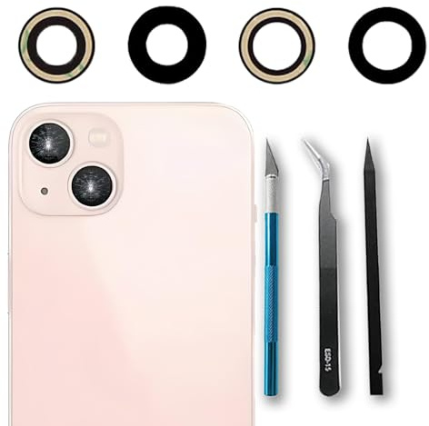 LiXiongBao 2 Pack Replacement Rear Camera Lens for iPhone 13 / iPhone 13 Mini Rear Camera Glass Lens with Repair Kit