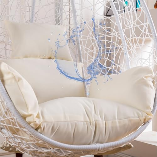 Aocase Hängesessel Kissen, Auflage für Hängeschaukel Hängekorb – Bequeme Sitz- und Rückenkissen für Polyrattan/Rattan-Gartenmöbel, Eierstuhl Schaukelkorb – Verdicktes Papasansessel Kissen,Off White