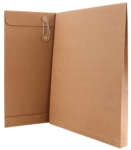 ZOFUN 25 StückDokumententasche A4 Kraftpapier Kraftpapier Aktenordner A4 Umschläge Projekttaschen Dokumententasche Tasche mit Schnur und Knopfverschluss für Business Schule (Kraft Braun)