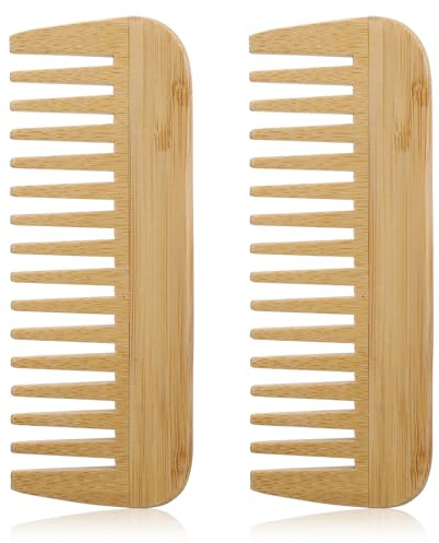 Mabor 2 stycken bambuhårkam män antistatisk kam män 14 cm kam grov bredd tandkammar för män och kvinnor