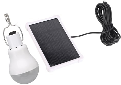 Haofy Lampadina Solare a LED Ricaricabile con Batteria da 2000 MAh per 8 Ore di Autonomia, Doppia Ricarica Tramite Pannello Solare e USB, Luce Esterna Portatile per Campeggio, Escursionismo, Uso di