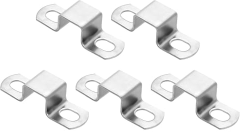 sourcing map Square Pipe Clamp 15x15mm 304 Stainless Steel Silver 5pcs | Square Tube Buckle,U Shaped Tube Clamp,Strut Connector,for Pipe Hose Cable