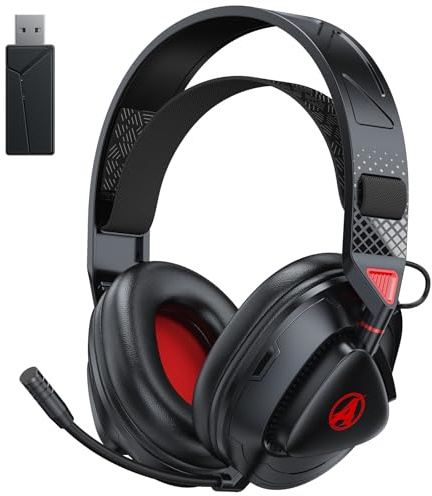 Awinnasey PH3 Wireless Gaming Headset with Mic for PS5, PS4, PC, Switch, Mac - 2.4GHz Bluetooth Gaming Headphones Wireless - Low Latency, Lossless Audio Headset for Gaming, White