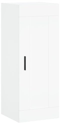 QJBSAVVA Armadio da parete bianco, 34,5 x 34 x 90 cm, in legno con 3 scomparti e porta, per soggiorno e ufficio, moderno, con elegante maniglia in alluminio