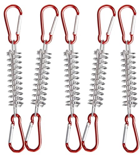 NUOBESTY Boucle à Ressort Extérieure en Acier Rouge pour Tente, Tendeur de Corde Coupe-Vent Amortissement, pour Camping et Activités en Plein Air