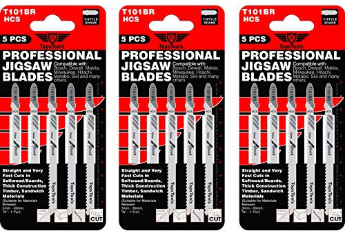 15 lame per seghetto alternativo TopsTools T101BR a taglio inverso compatibili con Bosch Dewalt Makita Milwaukee e molti altri