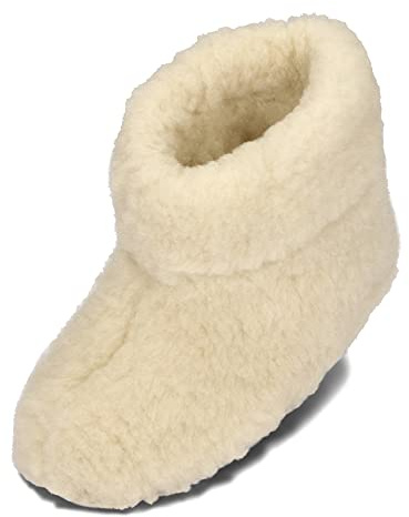 BeComfy Warme Hausschuhe Damen Herren Hüttenschuhe aus Schafwolle