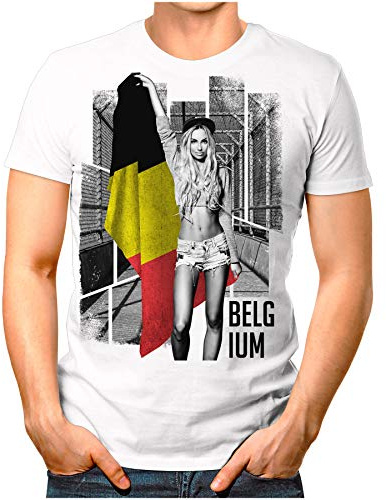 OM3® - Maillot de football pour fille - T-shirt pour homme - Soutien de football - Maillot sexy femme vintage blanc S - 4XL, Belgique., XL
