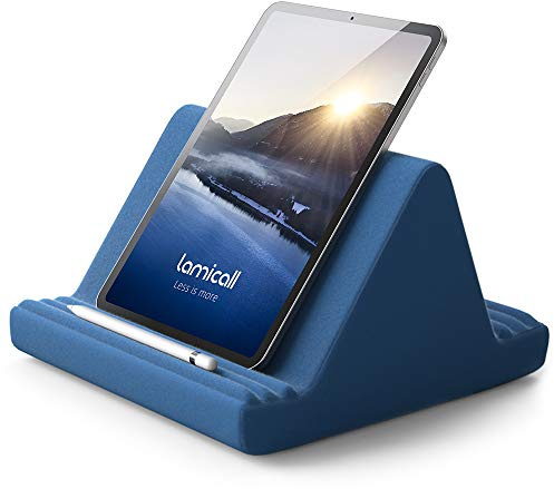 Lamicall Tablet Halter Kissen, Tablet Ständer - Kissenhalter Halterung Bett Sofa für New 2024 iPad Pro 9.7, 10.5, 12.9, iPad Air Mini 3 4, für Switch, Samsung Tab, iPhone, Bücher - Blau