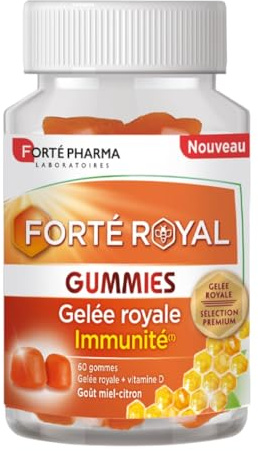 Forté Pharma FortéRoyal Gummies Gelee Royale dès 3 ans 60 gommes | Défenses immunitaires, Renforcé en vitamine D3, Gelée royale sélection Premium, Goût miel-citron