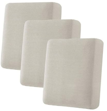 H.VERSAILTEX Super Stretch Individual Seat Cushion Covers - Sofa & Couch Cushion Slipcover Sets - Thick Jacquard Textured Twill Fabric (3 Piece, Island Fossi)