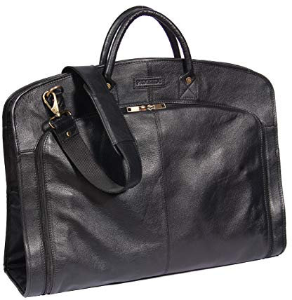 Anzug Träger Luxus Leder Kleidersack Reise Kleidbeutel HOL933 (Schwarz)