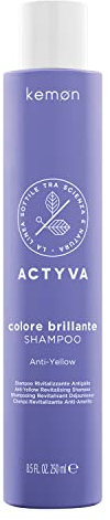 Kemon - Actyva Brillante Farbe Anti-Yellow Shampoo, beseitigt gelbe Reflexe und verleiht Glanz - 250 ml