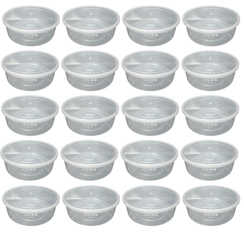 JMS we create smile 25 Pcs Clear Round Meal Prep Containers 2500ml Food Storage Tubs Secure Seal Lids Leakproof Reusable Catering Boxes Microwave Freezer Safe (85oz)
