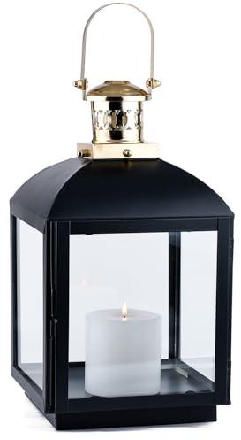 Skandinavisches Gartenwindlicht Eilin edel aus Metall in Schwarz 33 cm