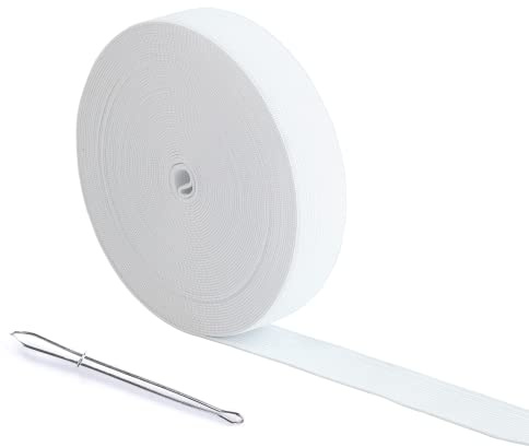 AHPYEUHK Elastique Couture 35mm Bandes Élastiques Couture Blanc 12M élastique Large Elastique Perruque,Ruban Elastique,Bande Elastique Couture Large Ceinture Bande pour Couture
