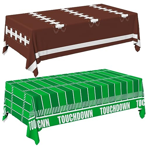Football Party Decorations Disposable Tablecloth Plastic Touchdown Table Cover for Birthday Football Party Games Decoration 54 X 108Inch，2 Pack