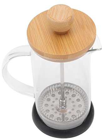 Olla de Prensa Francesa, Prensa de café Francesa de Alto Borosilicato de Moda para Acampar a Mano para Ama de Casa (350ml Cubierta de bambú)