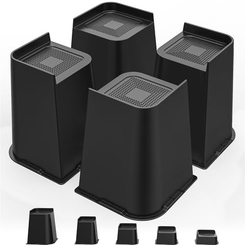 USION Bed Risers 8IN-4PCS Up to 6000 Lbs Bed Lifts Blocks | 2 inch, 3 inch, 4 inch, 6 inch or 8 inch Heavy Duty Furniture Risers for Couch Desk Sofa Table Bookshelf