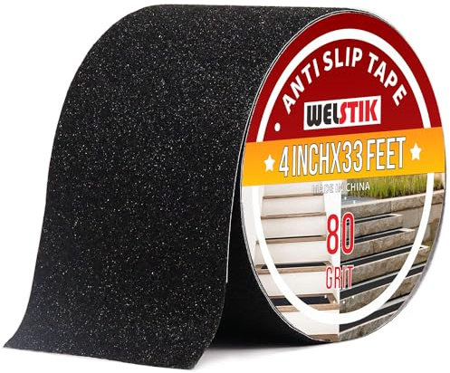 WELSTIK Heavy Duty Anti Slip Tape,Grip Tape,Friction,for Staircase Step Treads,Indoor,Outdoor Black,100mmx10m