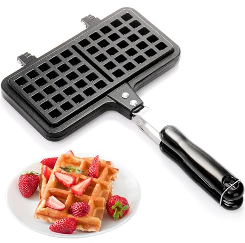 Dicunoy Non-stick StoveTop Waffle Maker, 8 Portable Aluminum Pan for Sandwich Toaster, Breakfast