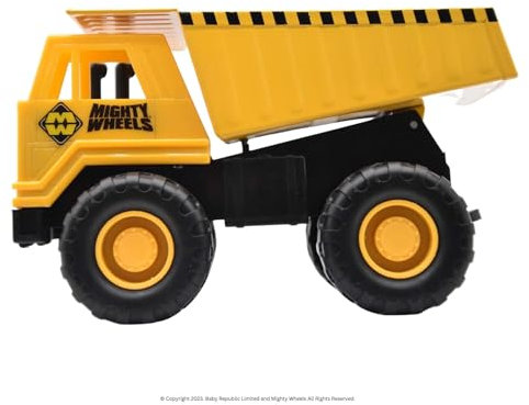 Mighty Wheels Steel Dump Truck Toy 7 - Free-wheeling Dumper Truck Toy with Movable Tipping Bed - Durable Steel and Plastic Construction Toys for 3+ Year Old Boys and Girls