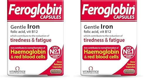 Feroglobin Iron Supplement Capsules Support Iron Defficiency, Anemia and Blood Formation, Boost Energy, Immunity and Vitality While reducing Fatigue and Tiredness (Pack of 2)