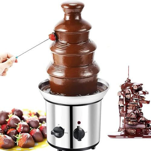 McbeAn Máquina para Derretir Chocolate, Mini Fuente De Chocolate De 4 Niveles, Máquina De Fuente De Fondue De Chocolate Extraíble De 170 W, Estructura En Espiral, Acero Inoxidable, Fácil De Operar